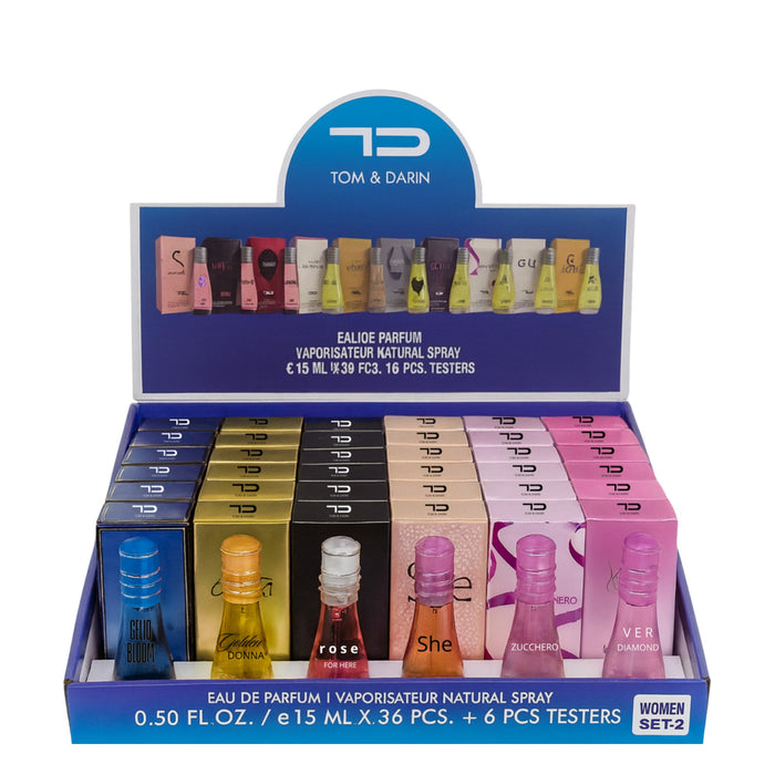 Tom & Darin EXPO DA 36 PZ DONNA2 CON 6 TESTER OMAGGIO COMPOSTA DA: - 15MLWOM2